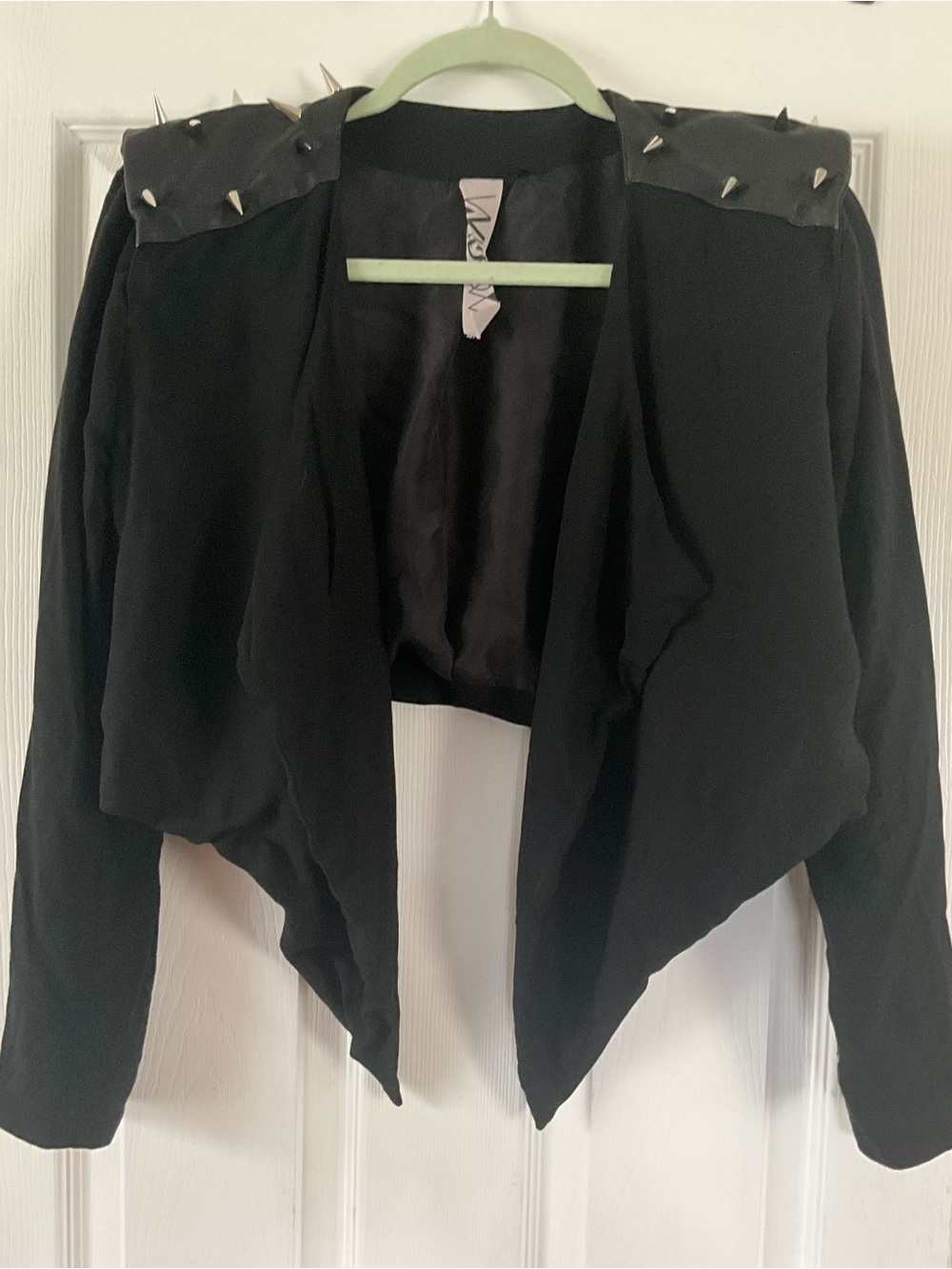 House of Widow Black Studded Shoulder Draped Women's Jacket